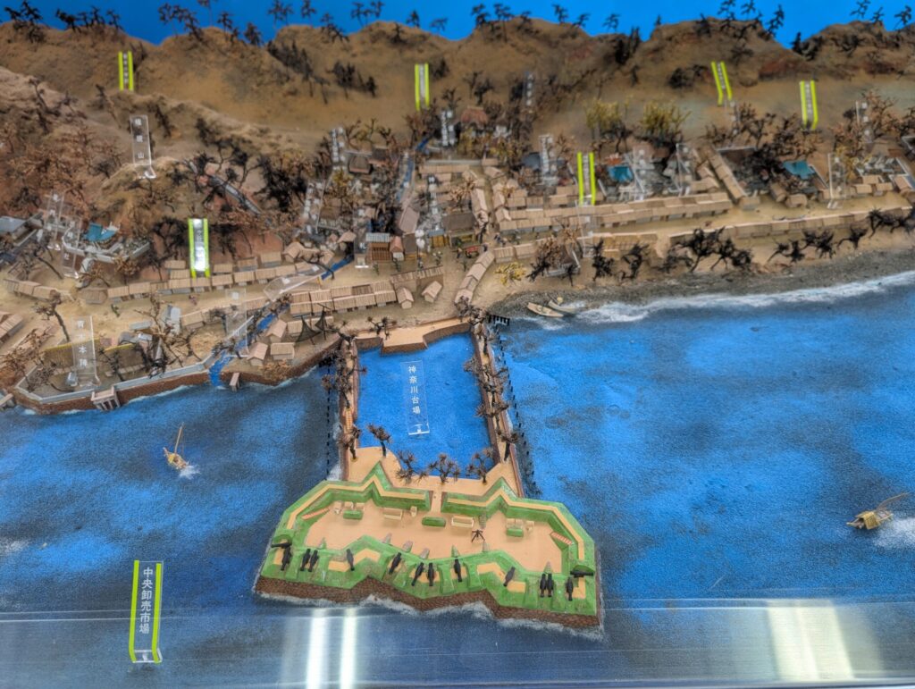 神奈川地区センターの神奈川宿復元模型
神奈川台場部分