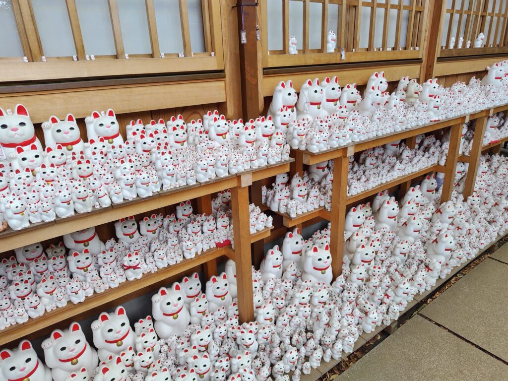 豪徳寺の招福殿の周りの招き猫