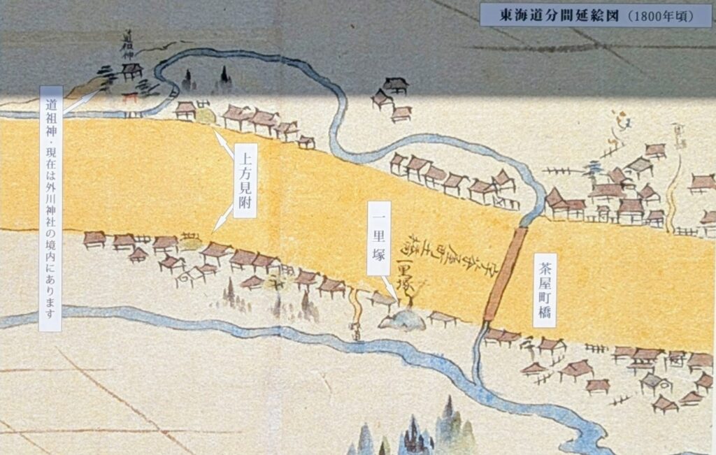 東海道分間延絵図の保土ヶ谷宿の上方見附付近