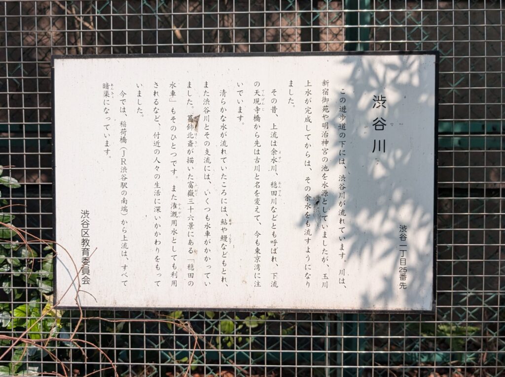 渋谷川の案内板（渋谷区教育委員会）